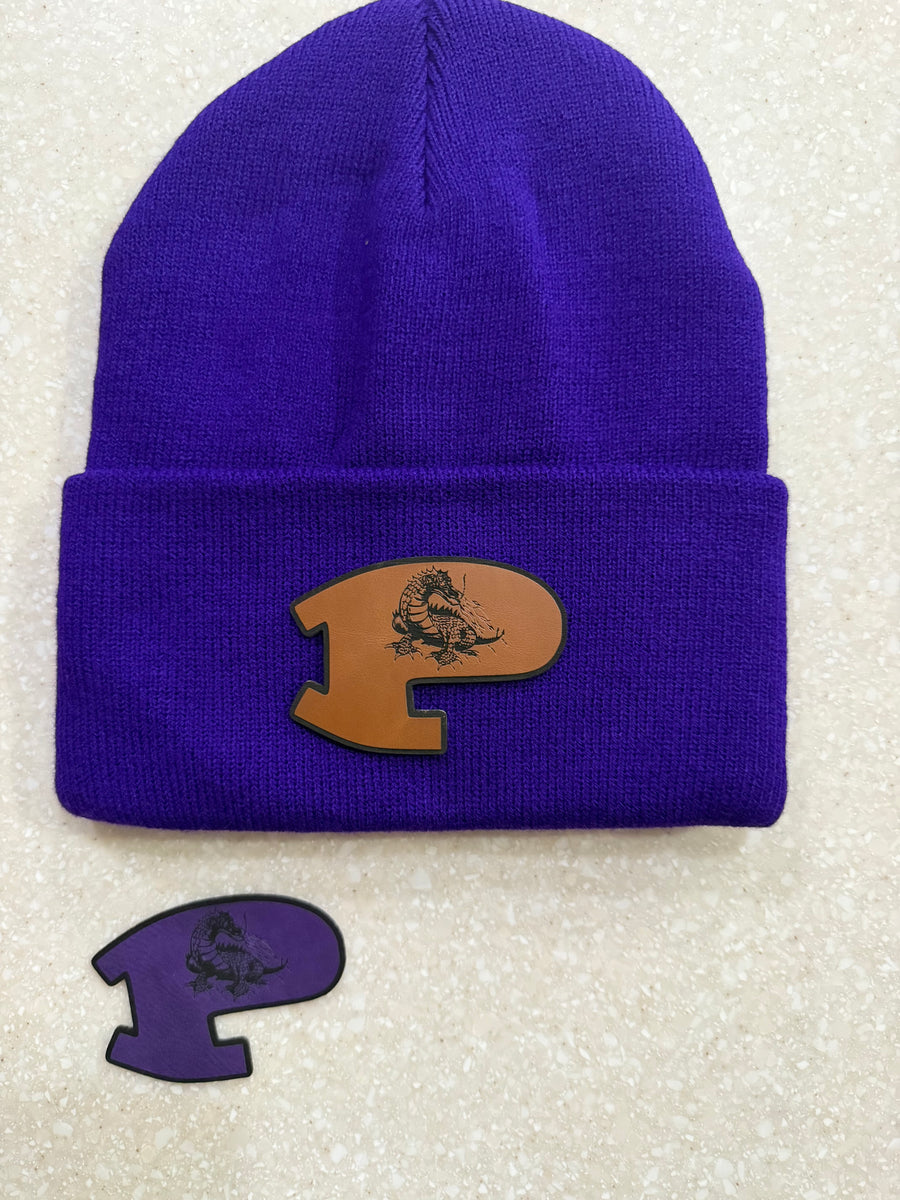 Pittsburg “P” Leather Patch Beanie – Purple Dragon Edition