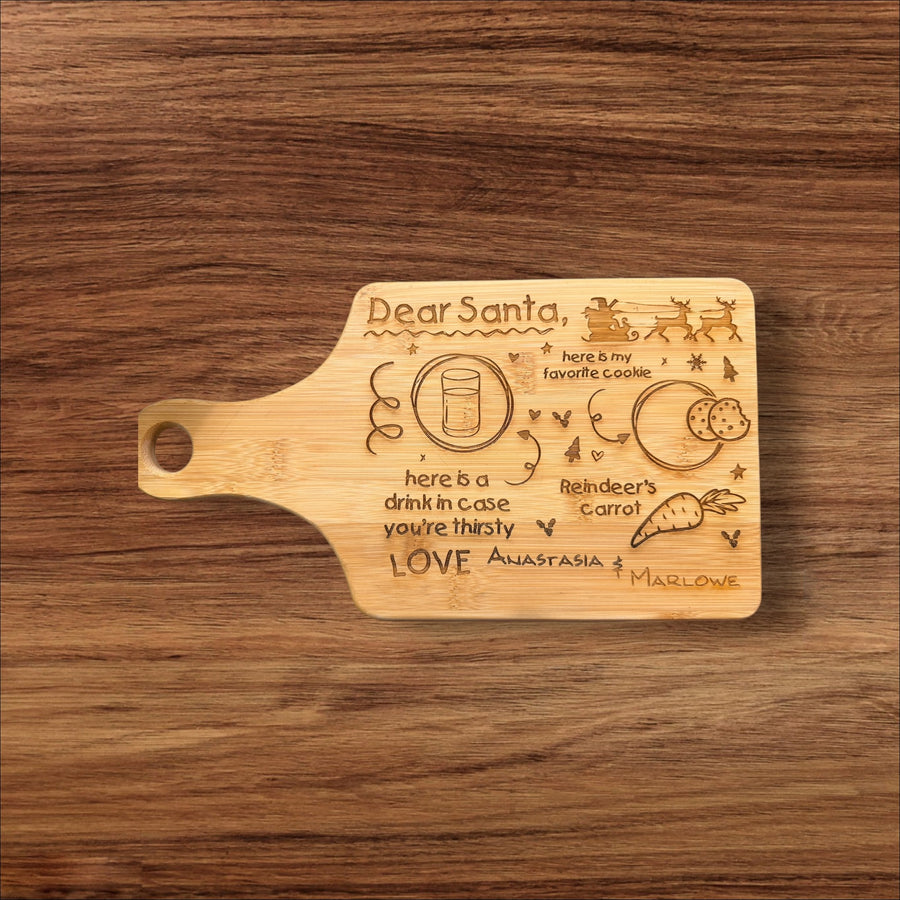 Personalized “Dear Santa” Bamboo Cookie Board – Custom Name Engraving